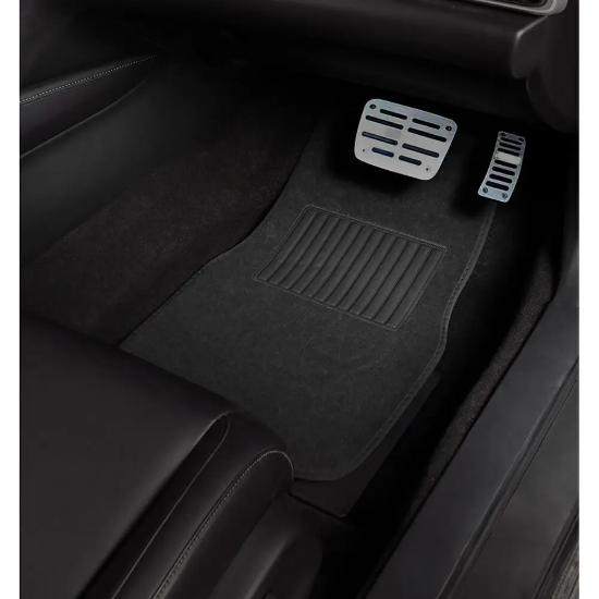 Picture of 4pcs Car Floor Mats Front Rear Rubber Black Universal Fit Carpet Set Heavy Duty