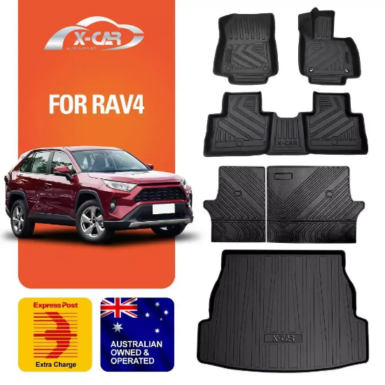 Picture of All Weather Floor Carpet Boot Cargo Mats Set fit Toyota Rav4 Rav 4 2019-2024