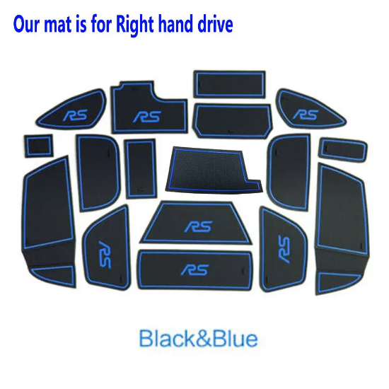 Picture of fits Ford Focus RS 2015-2018 Non-slip Gate Slot Pad Rubber Cup Holder Mats-Blue